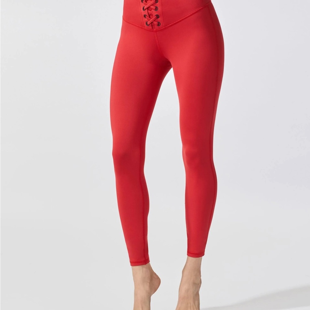 Michi Red Lace-Up rebel Women's Leggings sz M